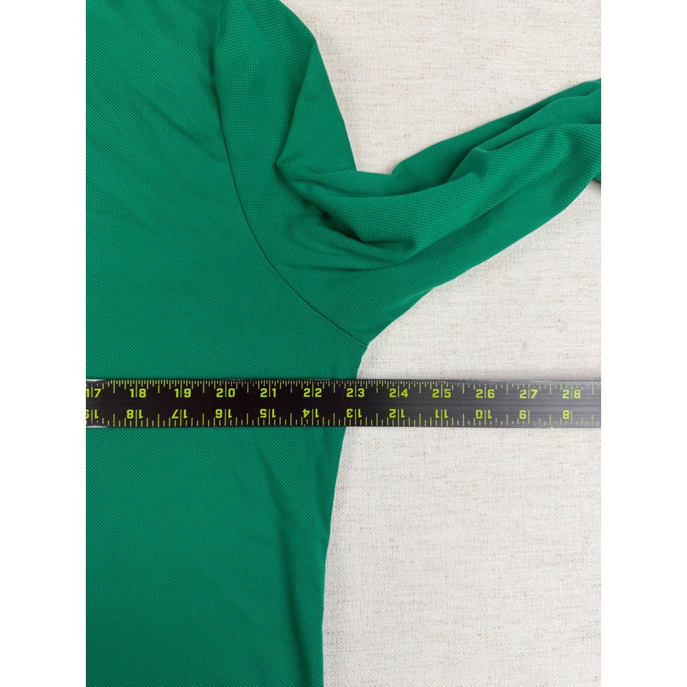 Criquet Mens Green Long Sleeve Pima Stretch Blend Pique Polo Shirt Size Large - Picture 4 of 8